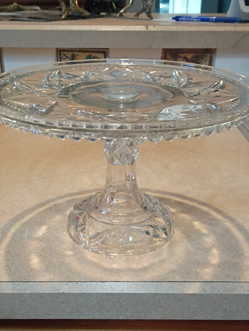 Clear Glass Pedestal Cake Stand - Elegant Crystal-Look Serving Platter